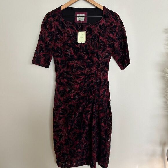 Maeve Elorn Velvet and Lace Ruched Dress - Picture 1 of 9